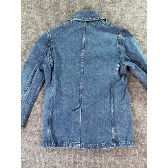 Ralph Lauren Denim Pea Coat Womens Medium Blue Anchor Button Double Breasted 80s - Picture 13 of 14